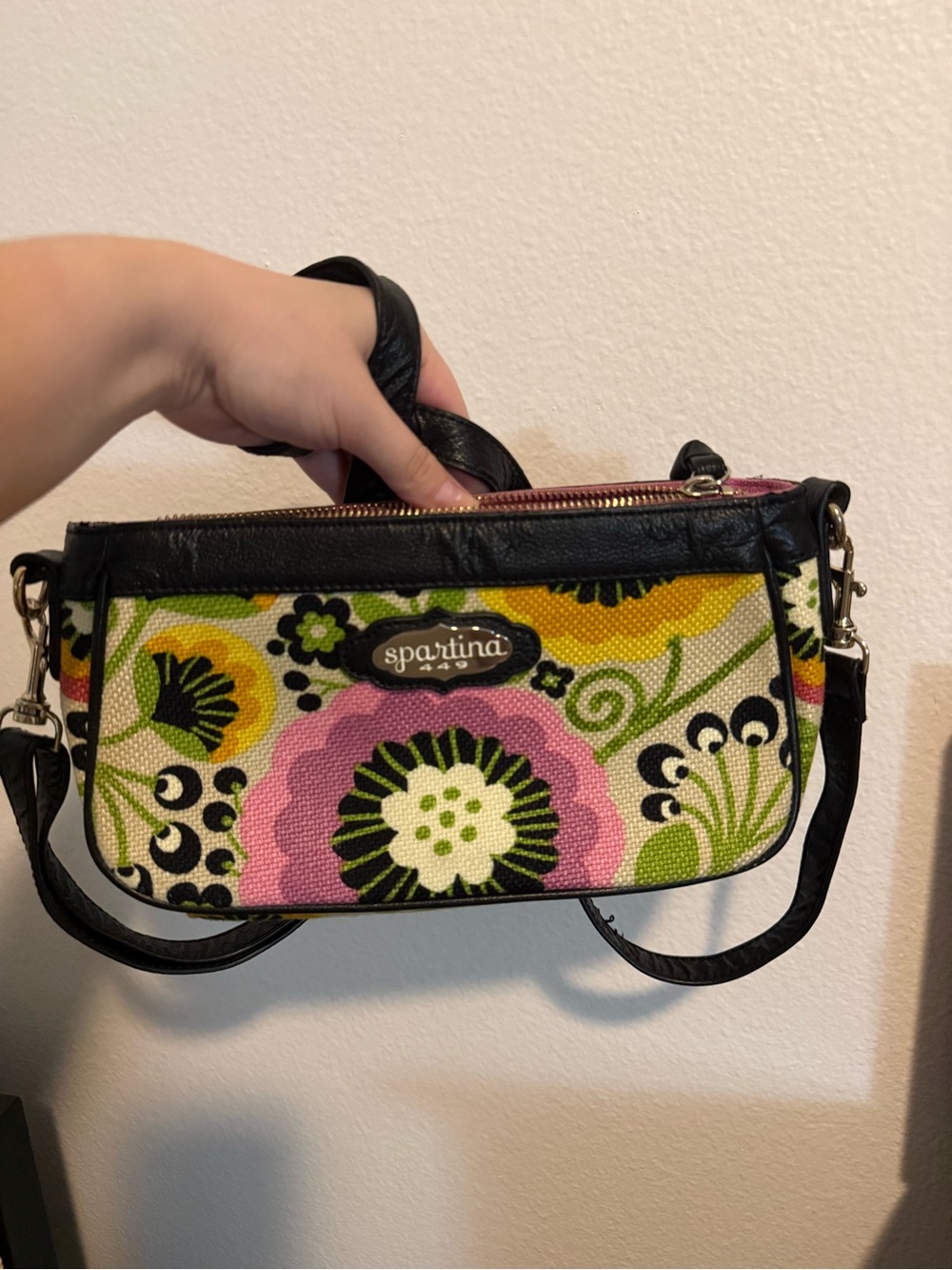 Spartina 449 Floral Crossbody with Pink, Green & Black Accents